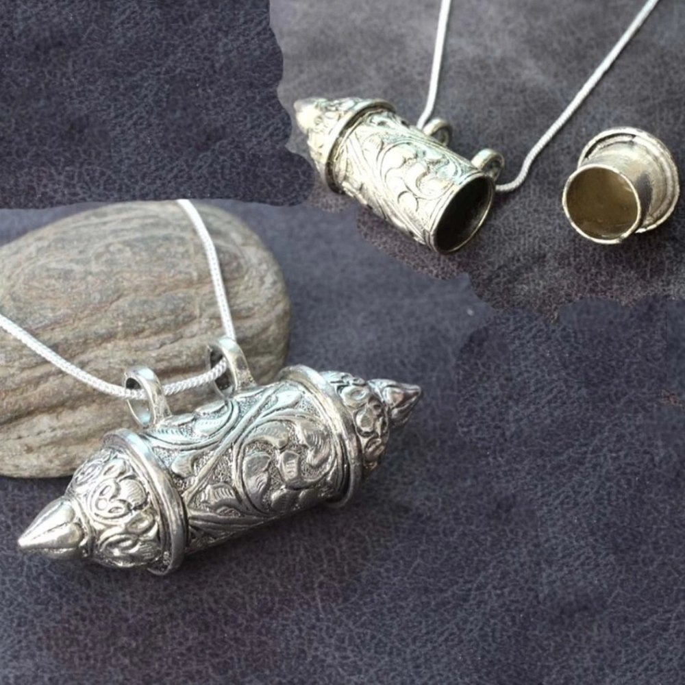 Vintage Style 925 Silver Plate Prayer / Pill Box Pendant Necklace 18"